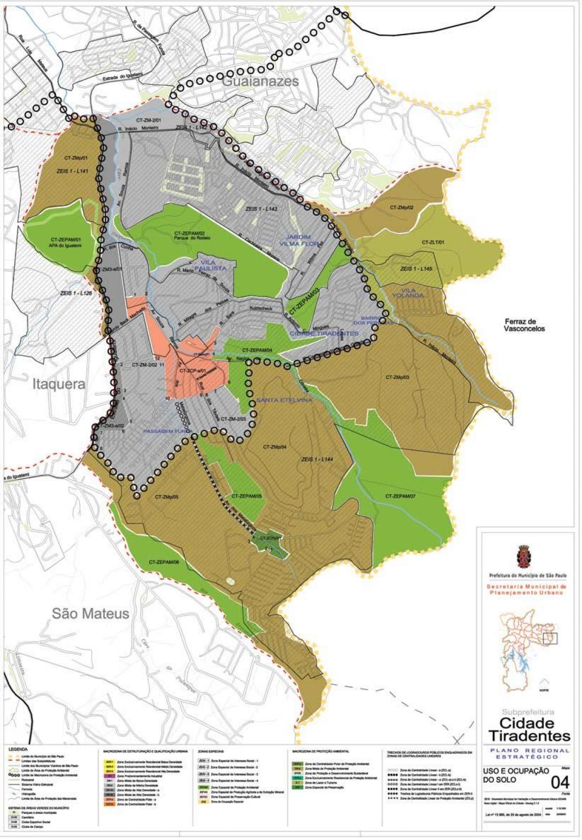 地図Cidade Tiradentesサンパウロ-職業の土壌
