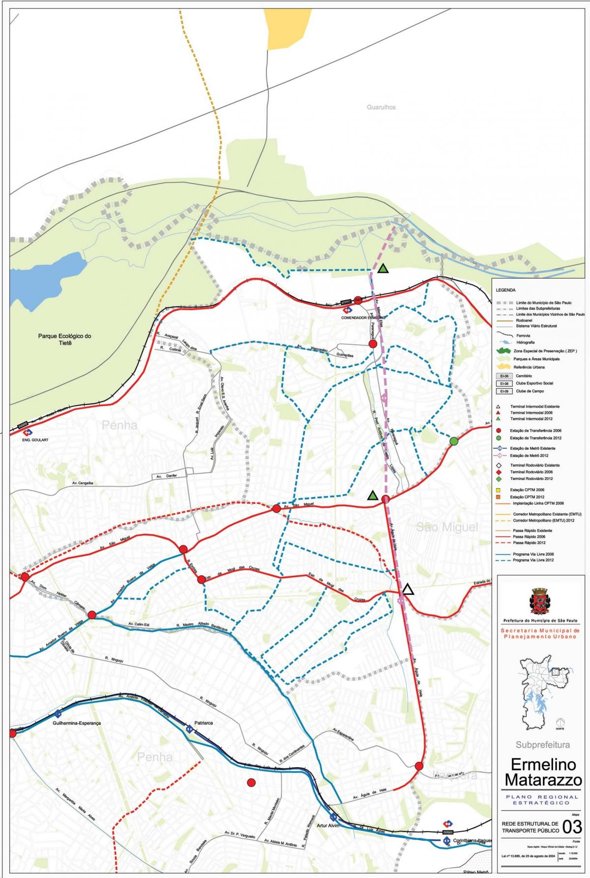 地図Ermelinoマタラッツォサンパウロ-公共輸送