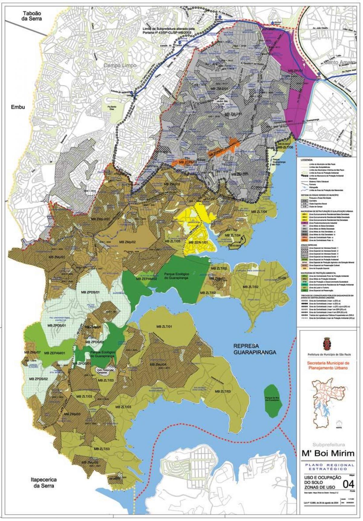 地図M'Boi Mirimサンパウロ-職業の土壌