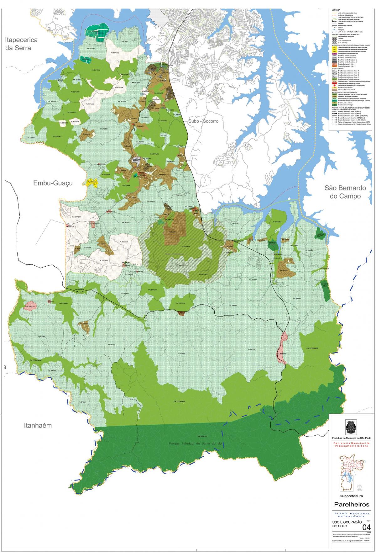 地図Parelheirosサンパウロ-職業の土壌