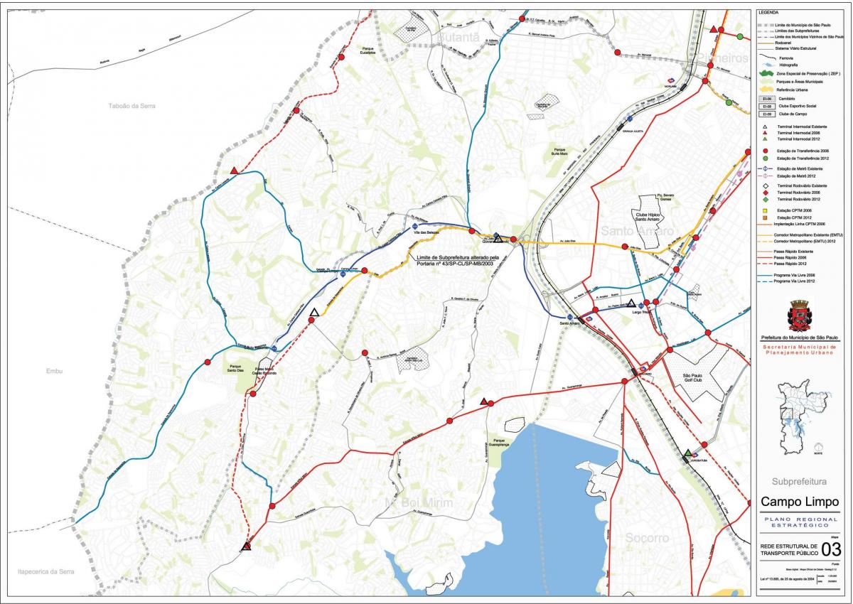 地図Campo Limpoサンパウロ-公共輸送