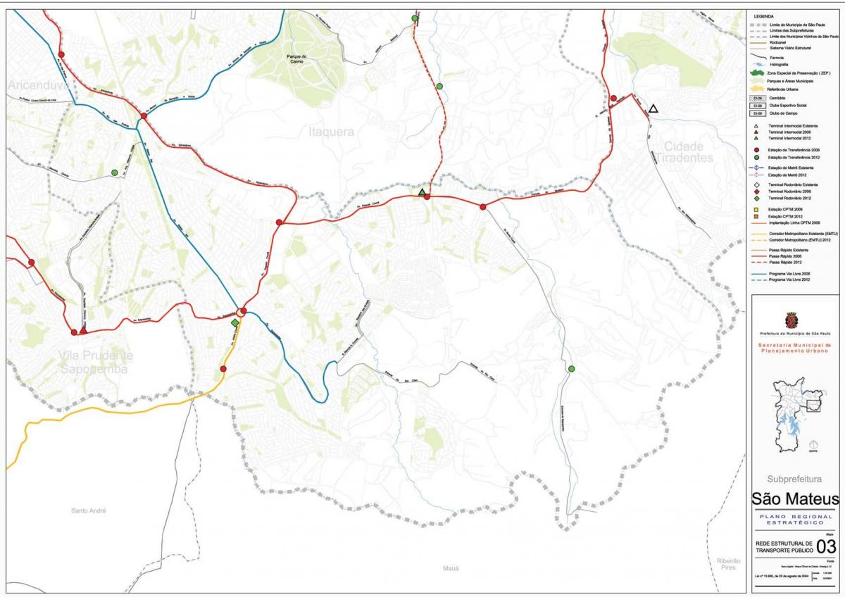 地図のサンMateusサンパウロ-公共輸送