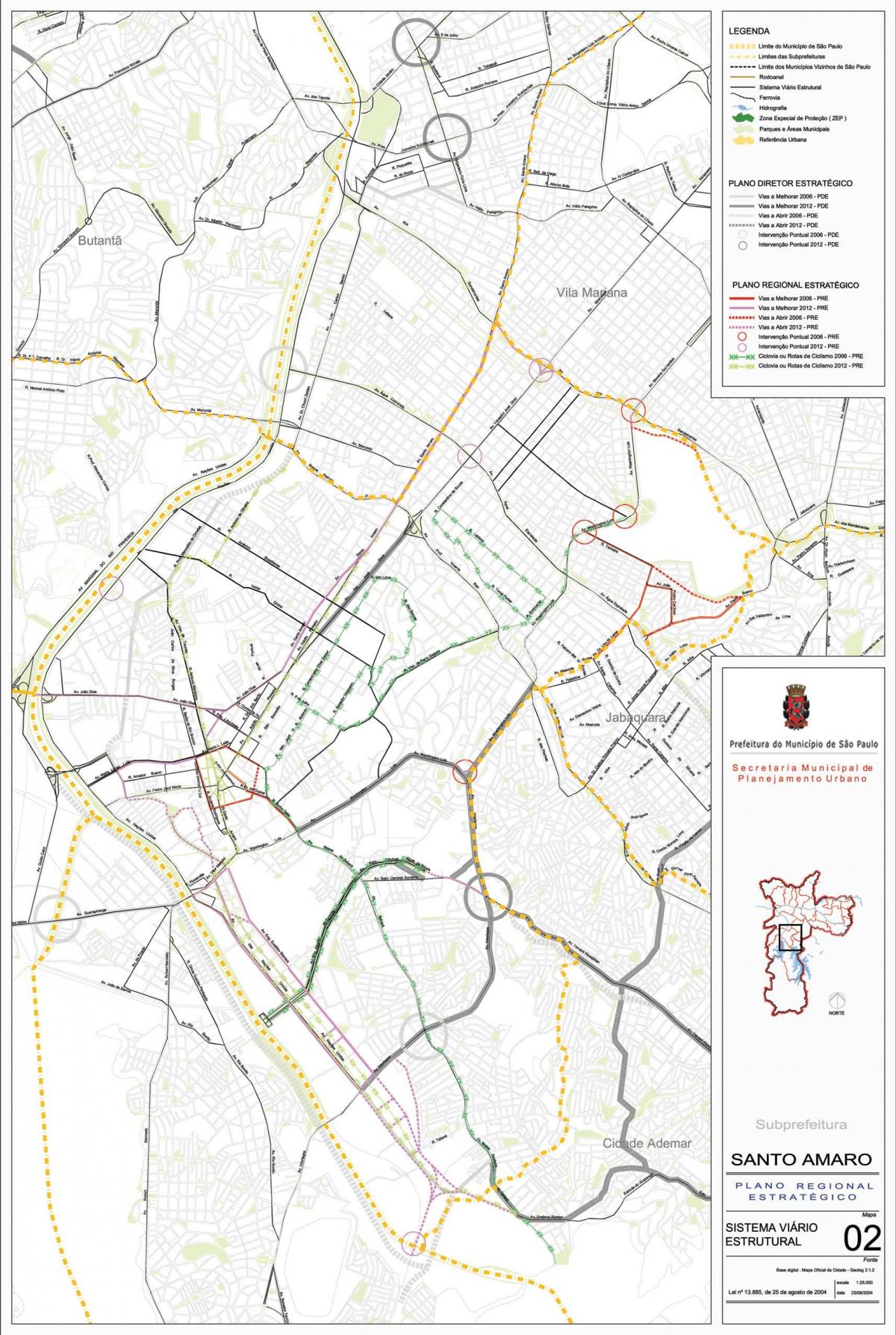 地図のサントアマロのサンパウロ市-道路