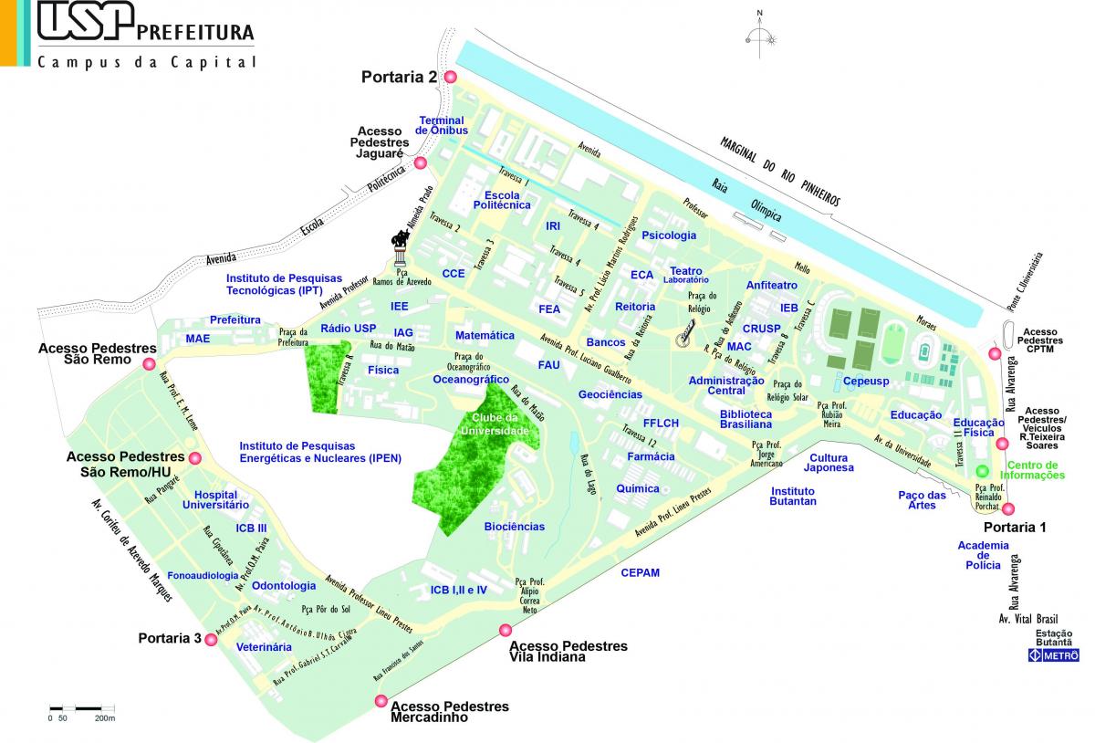地図のサンパウロ大学-USP