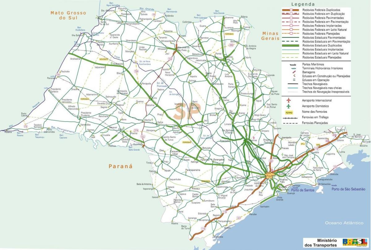 地図サンパウロ高速道路