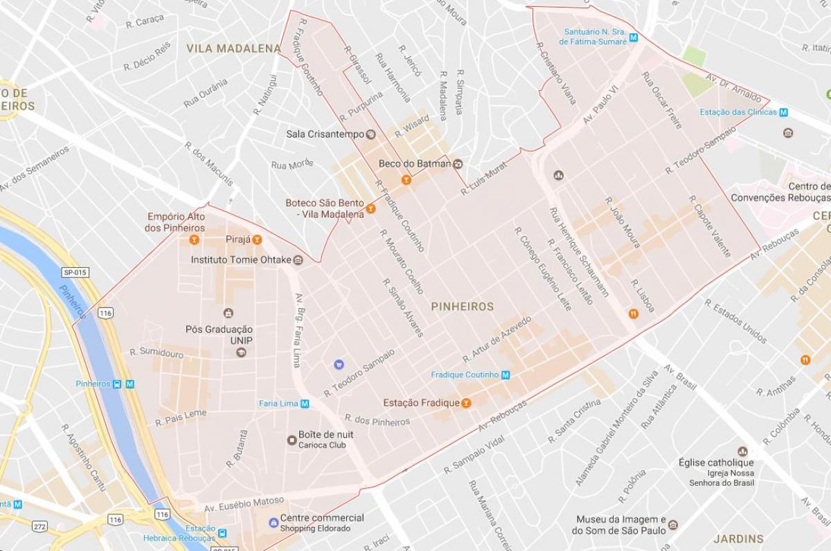 地図のピニェイロのサンパウロ市