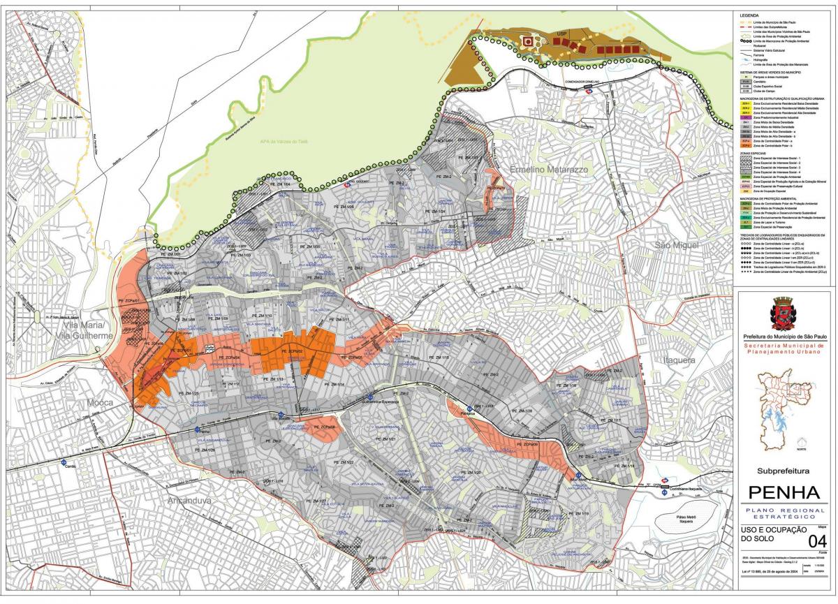 地図のペーニャ自然公園のサンパウロ市-職業の土壌