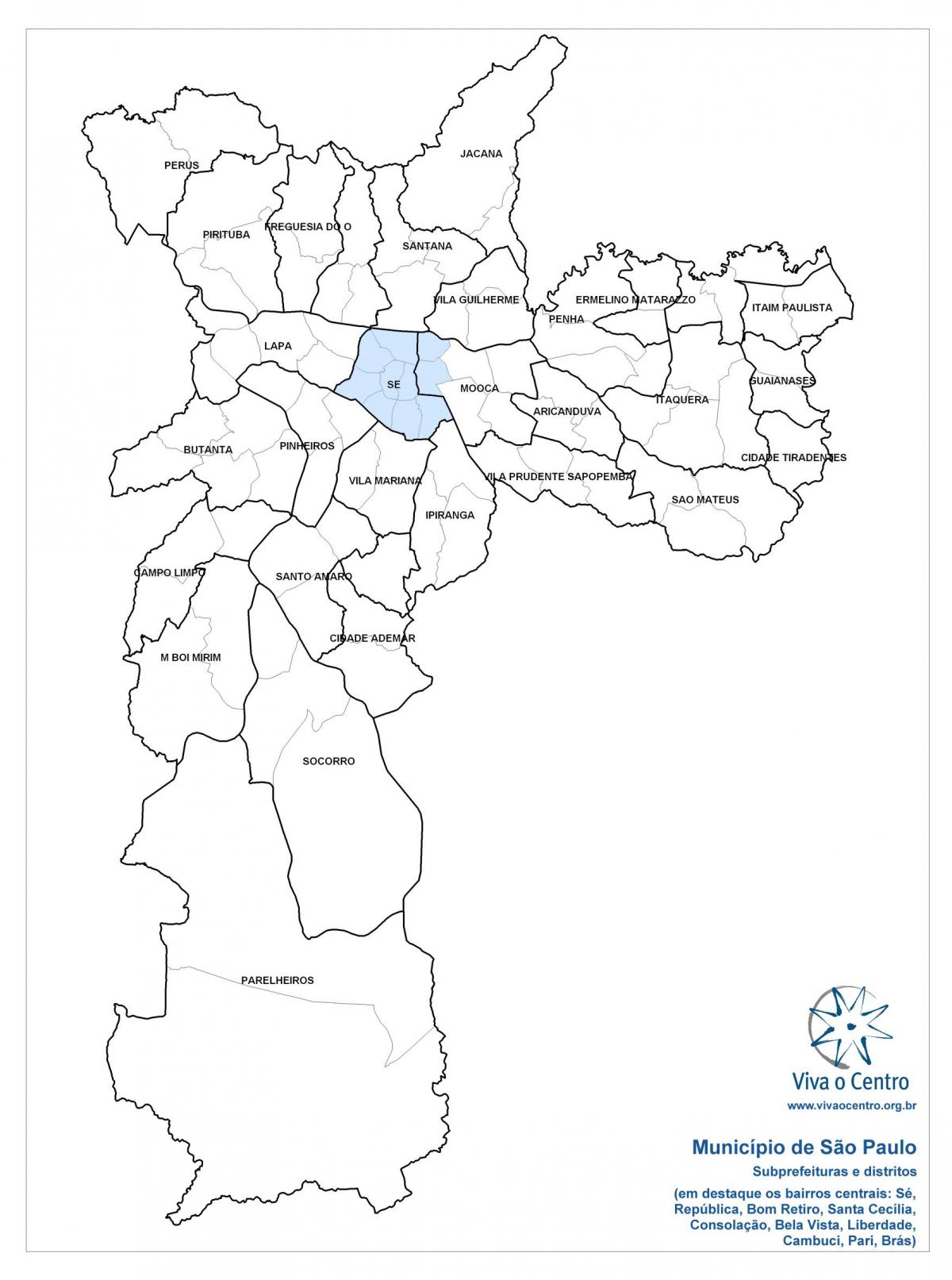地図の中央ゾーンサンパウロ