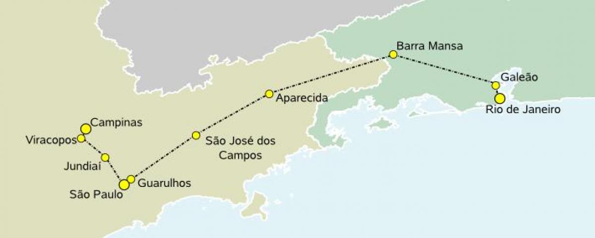 地図の高速列車のサンパウロ