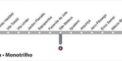 地図のサンパウロにメトロ線15-銀