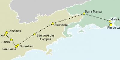 地図の高速列車のサンパウロ