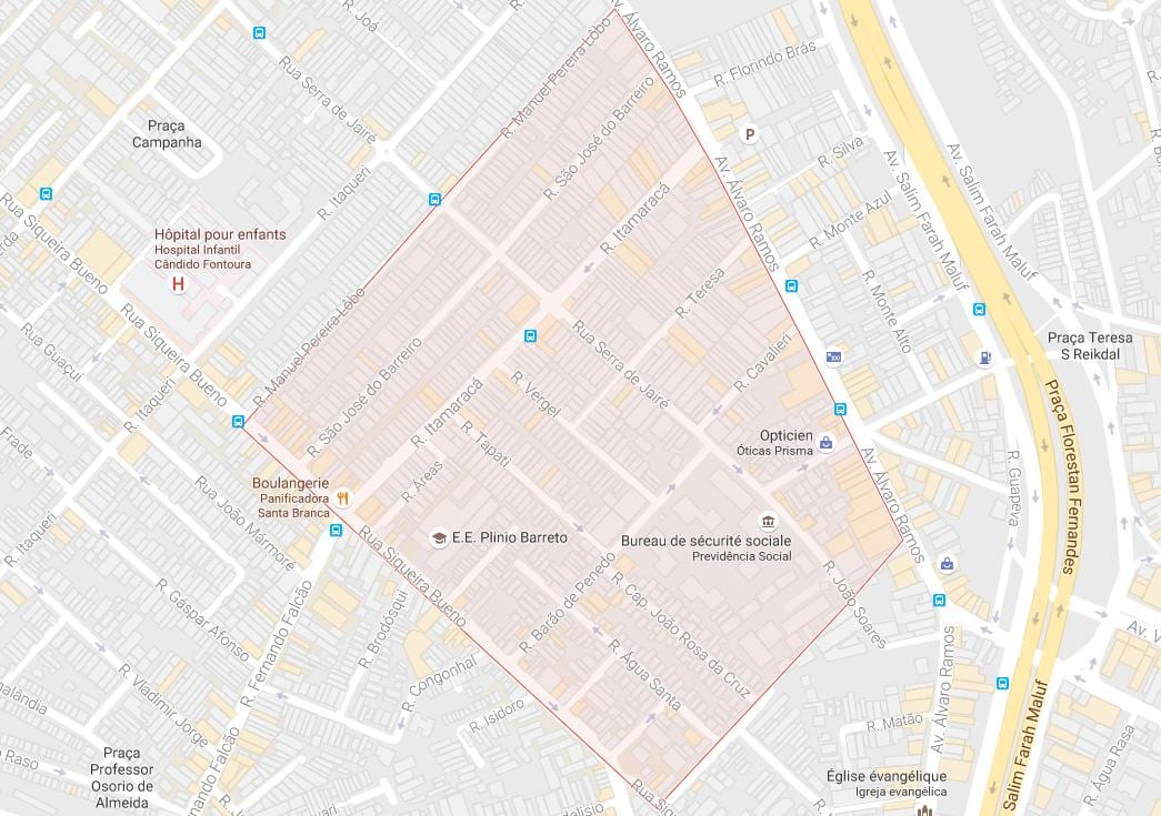 地図Águaラサンパウロ