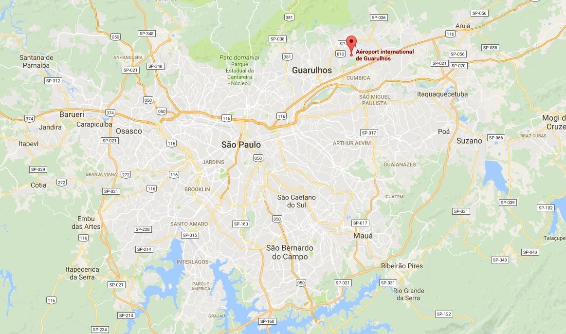 地図のグアルーリョス国際空港