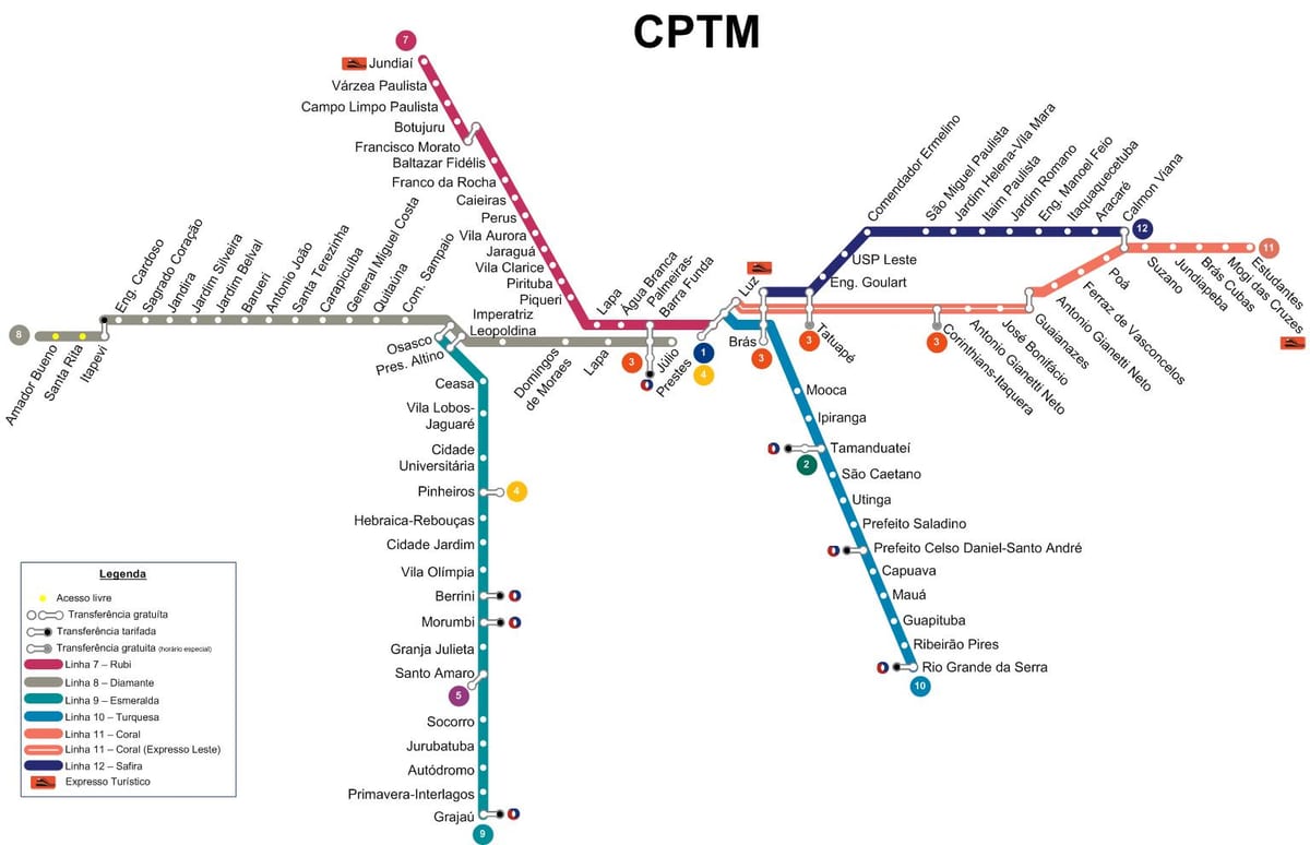 地図サンパウロCPTM