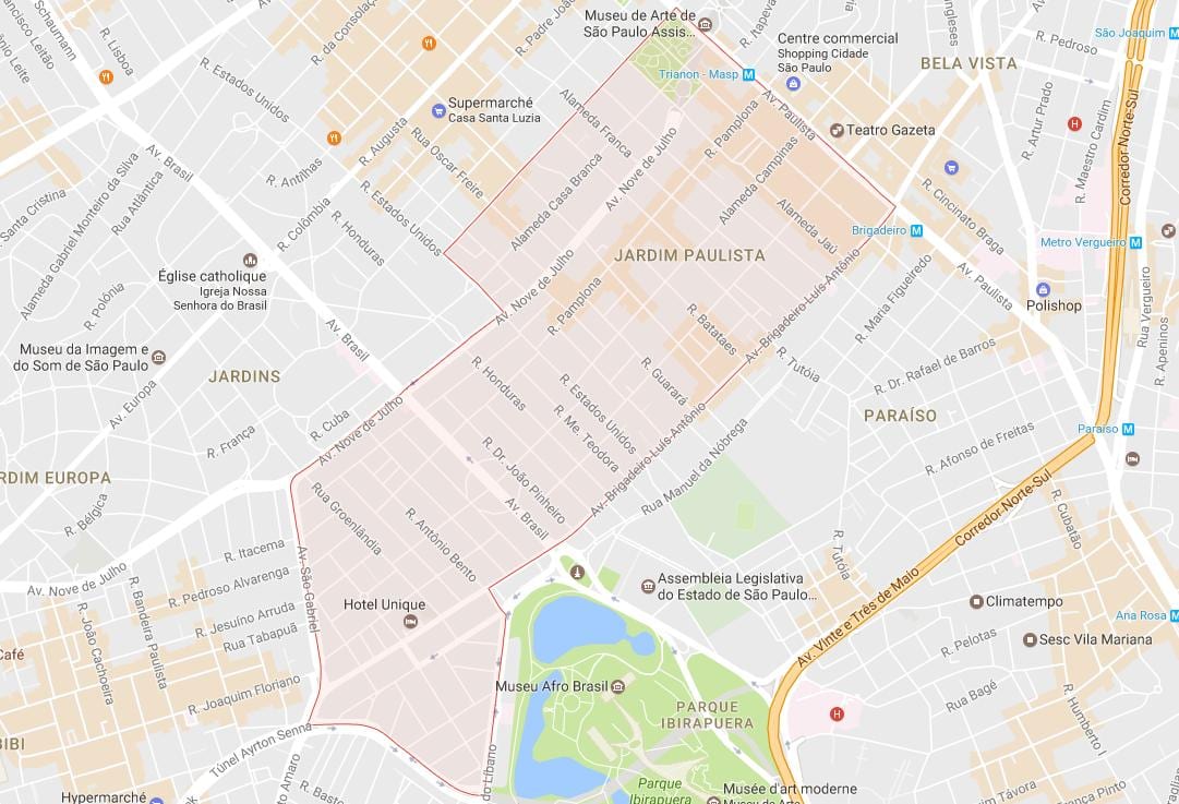 地図のジャルジンドラルパウリスタサンパウロ