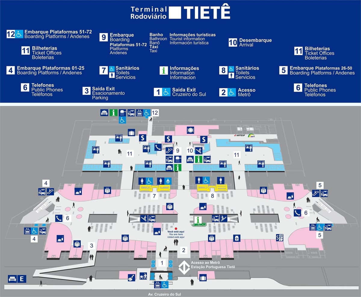 地図のバスターミナルTietê