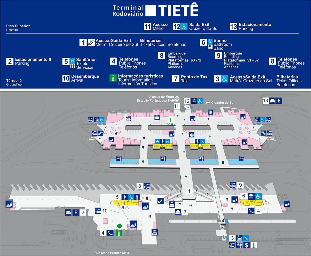 地図のバスターミナルTietê-上層階