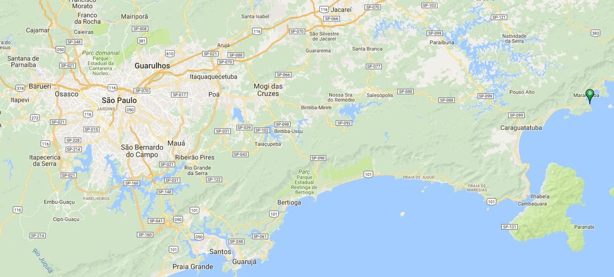 地図のビーチCaçandoca