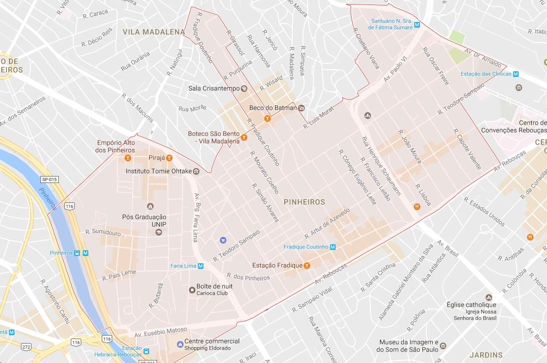 地図のピニェイロのサンパウロ市