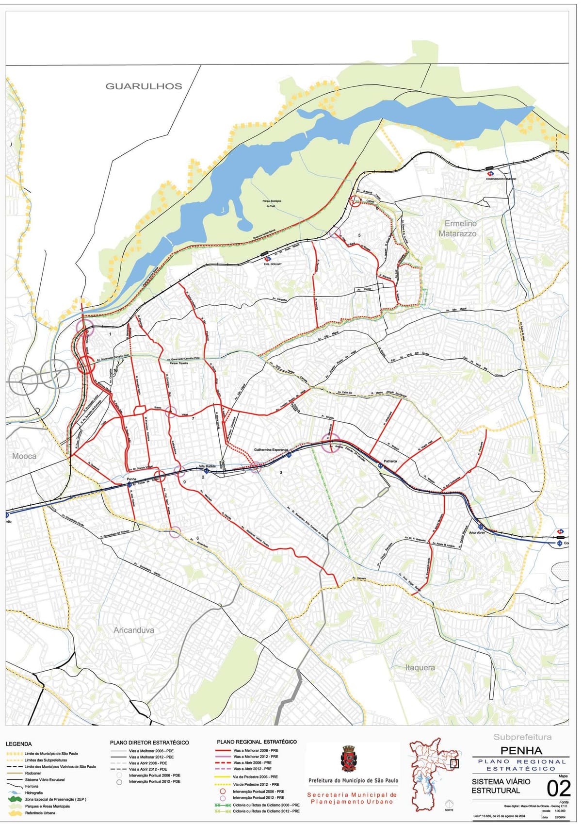地図のペーニャ自然公園のサンパウロ市-道路