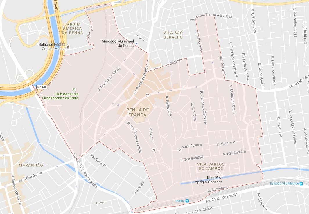 地図のペーニャ自然公園のサンパウロ市