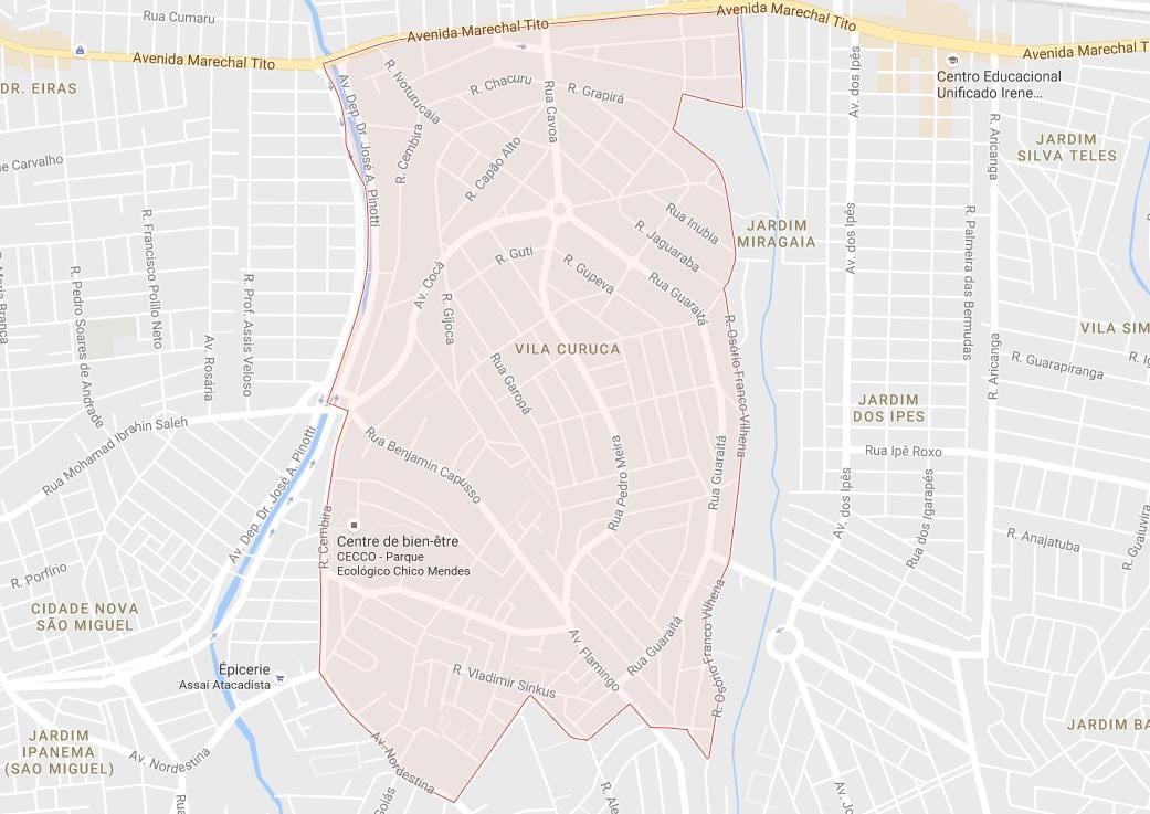 地図のヴィラCuruçáサンパウロ