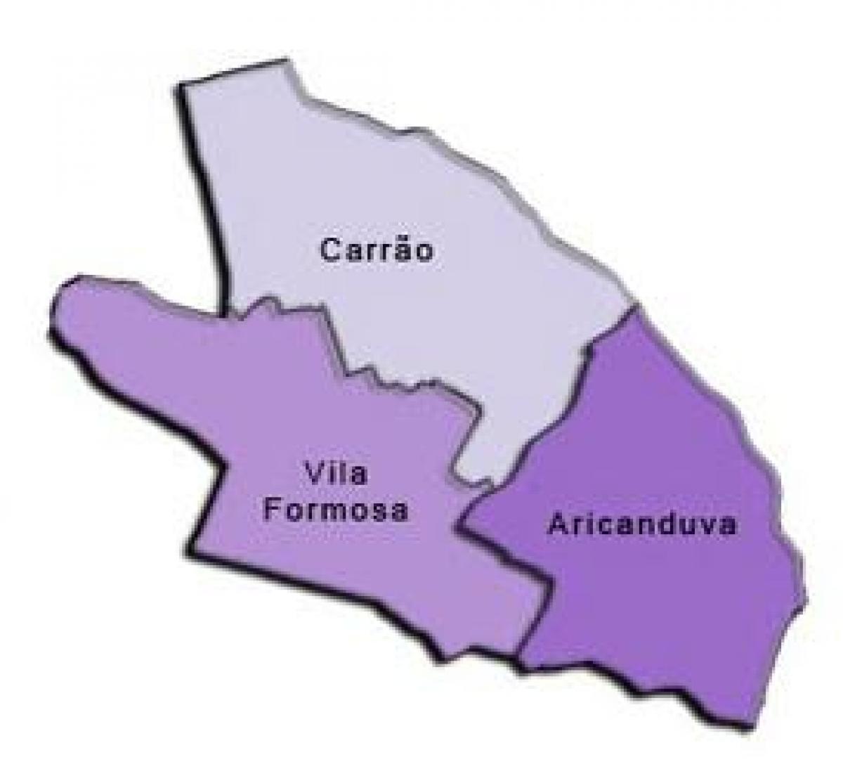 地図Aricanduva-ヴィラフォーモササ県