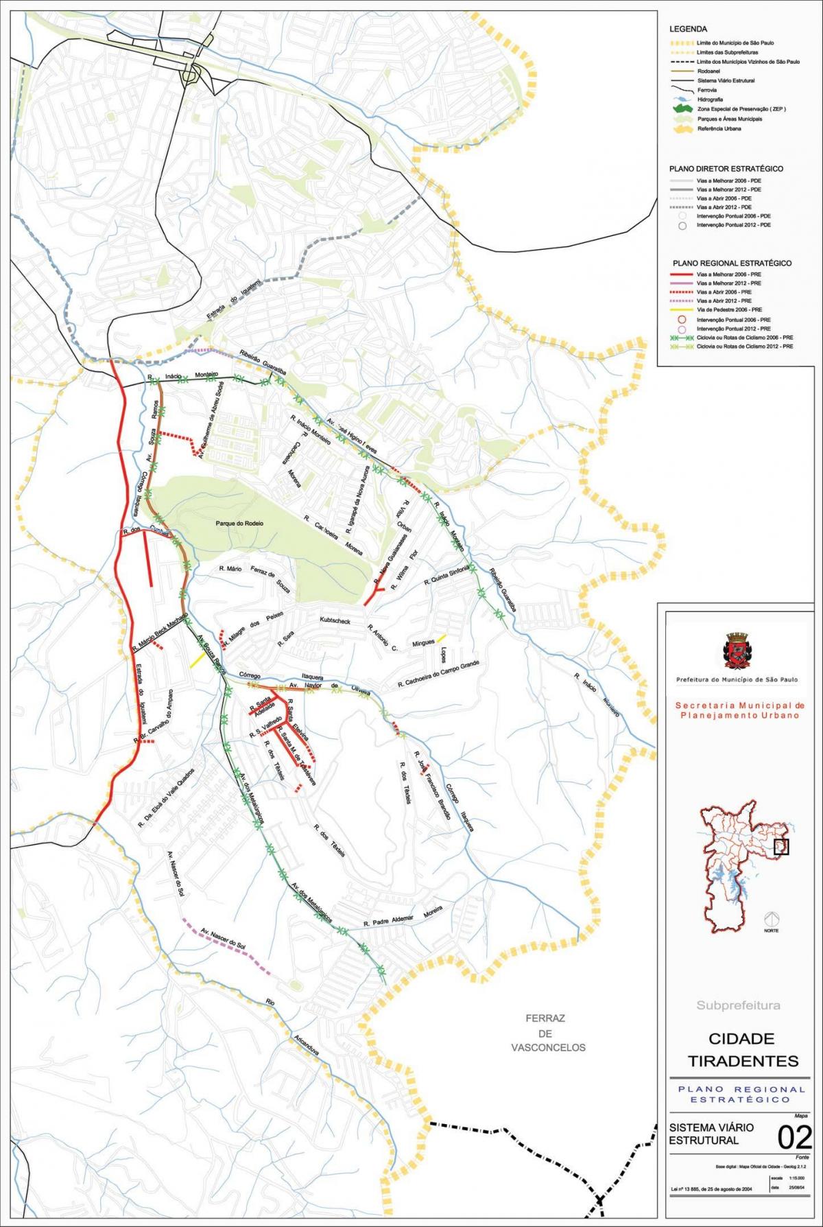 地図Cidade Tiradentesサンパウロ-道路