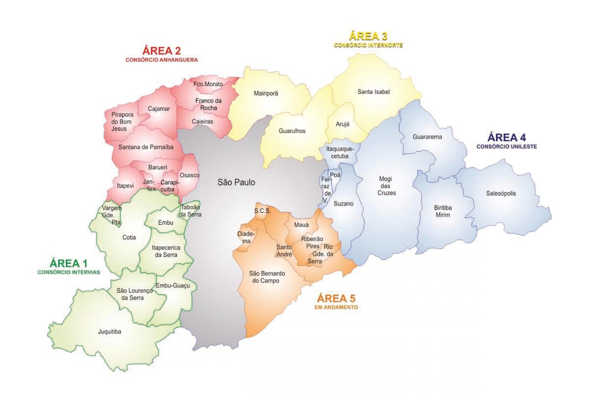 地図Concessão Áreas RMSP