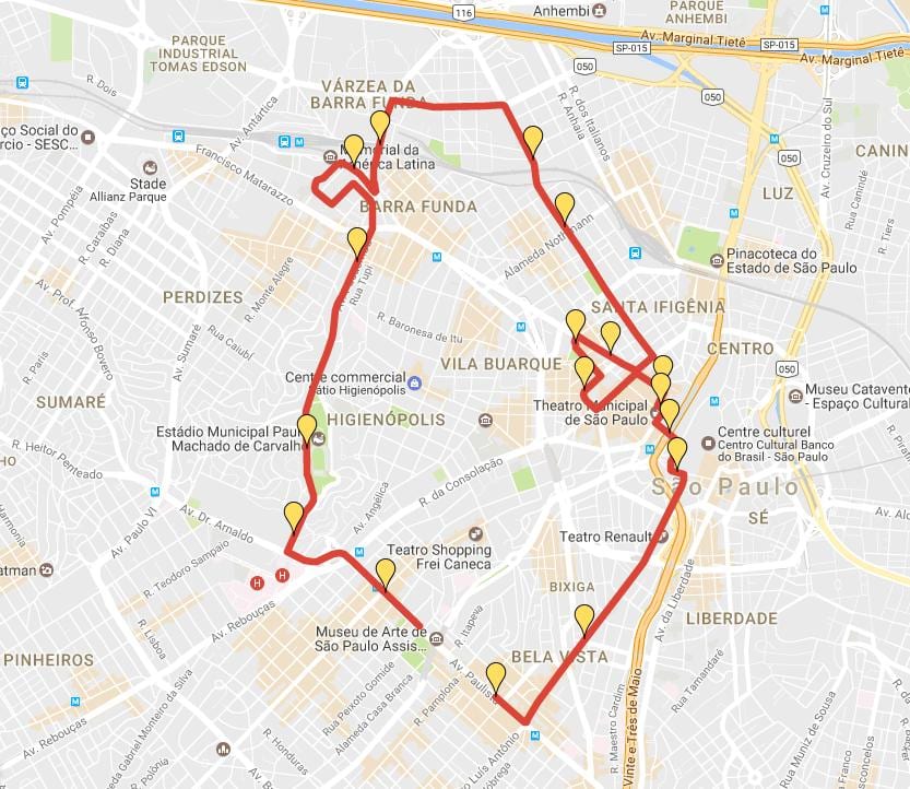 地図Corrida国際サンSilvestre
