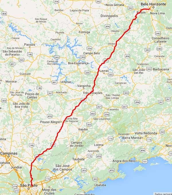 地図Fernão Dias道-BR381