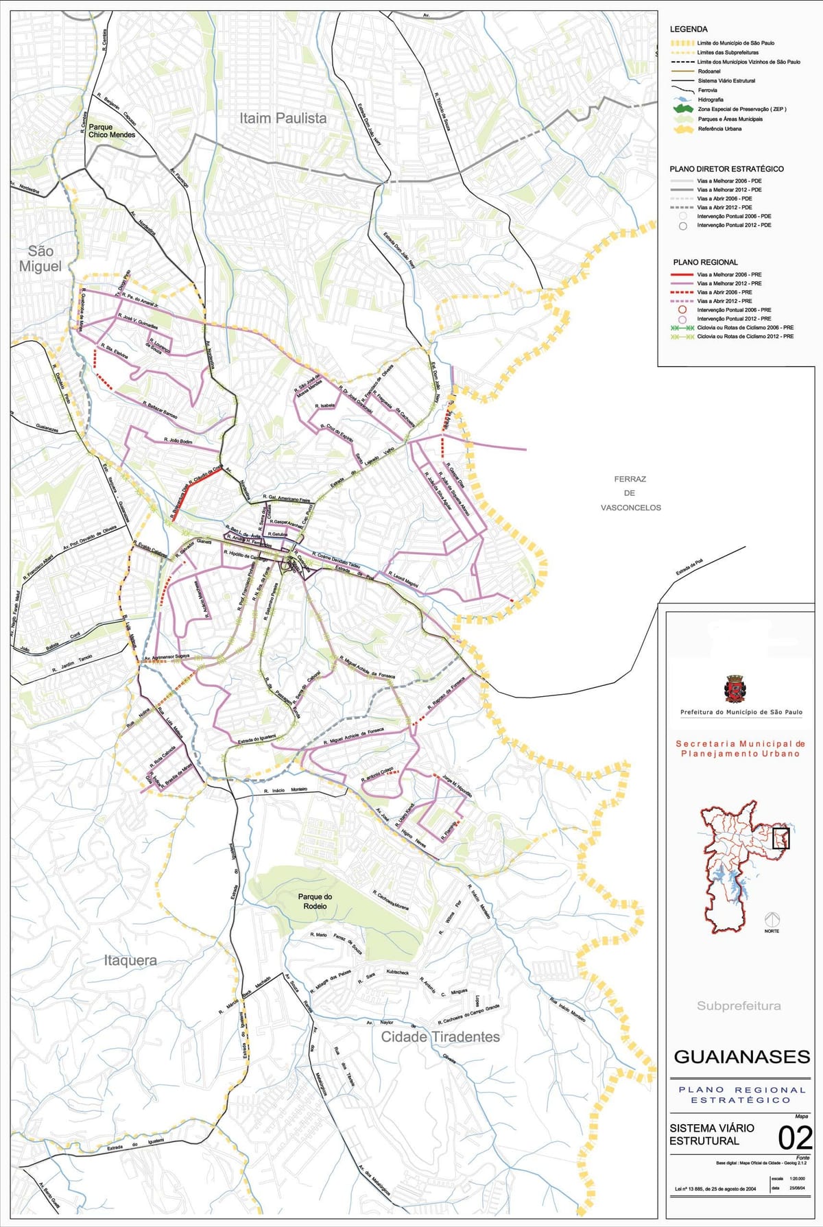 地図Guaianasesサンパウロ-道路