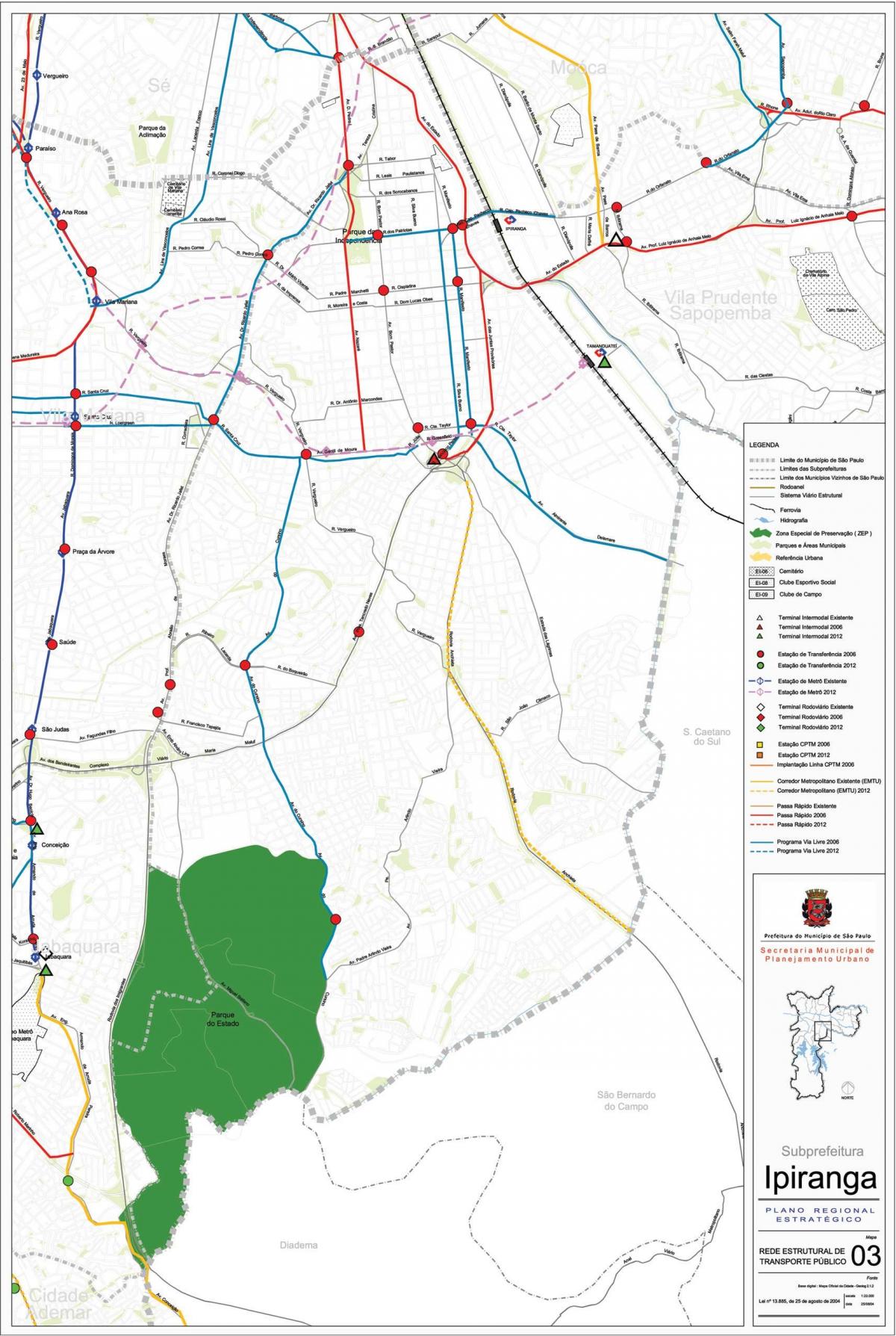 地図Ipirangaサンパウロ-公共輸送