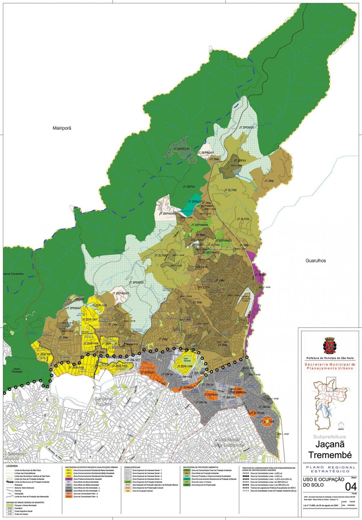 地図Jaçanã-Tremembéサンパウロ-職業の土壌