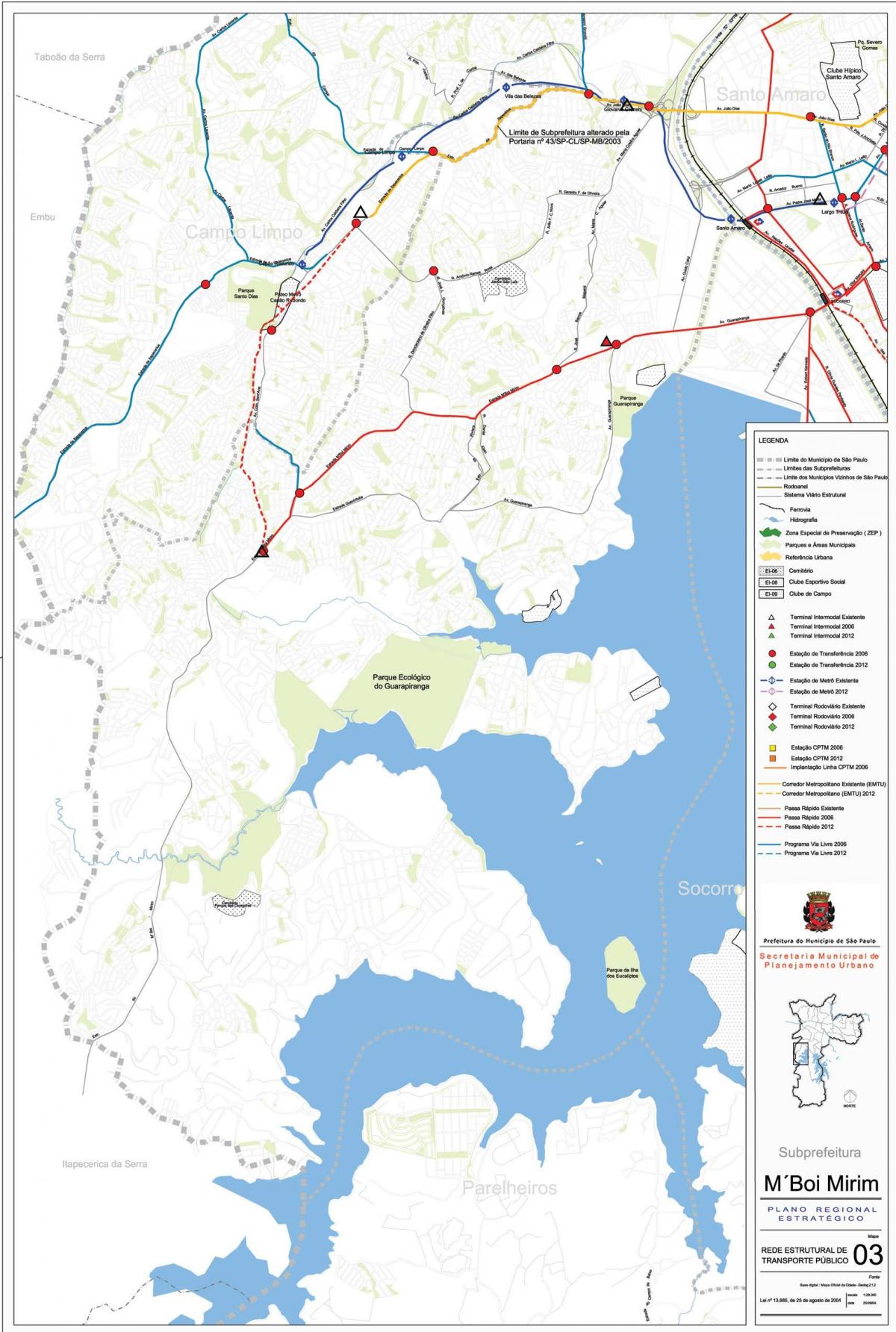 地図M'Boi Mirimサンパウロ-公共輸送