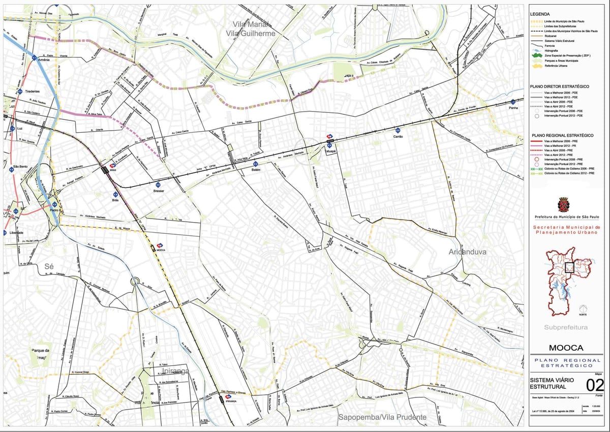 地図Moocaサンパウロ-道路