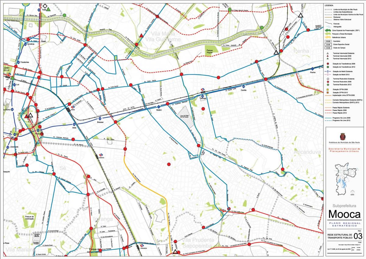 地図Moocaサンパウロ-公共輸送