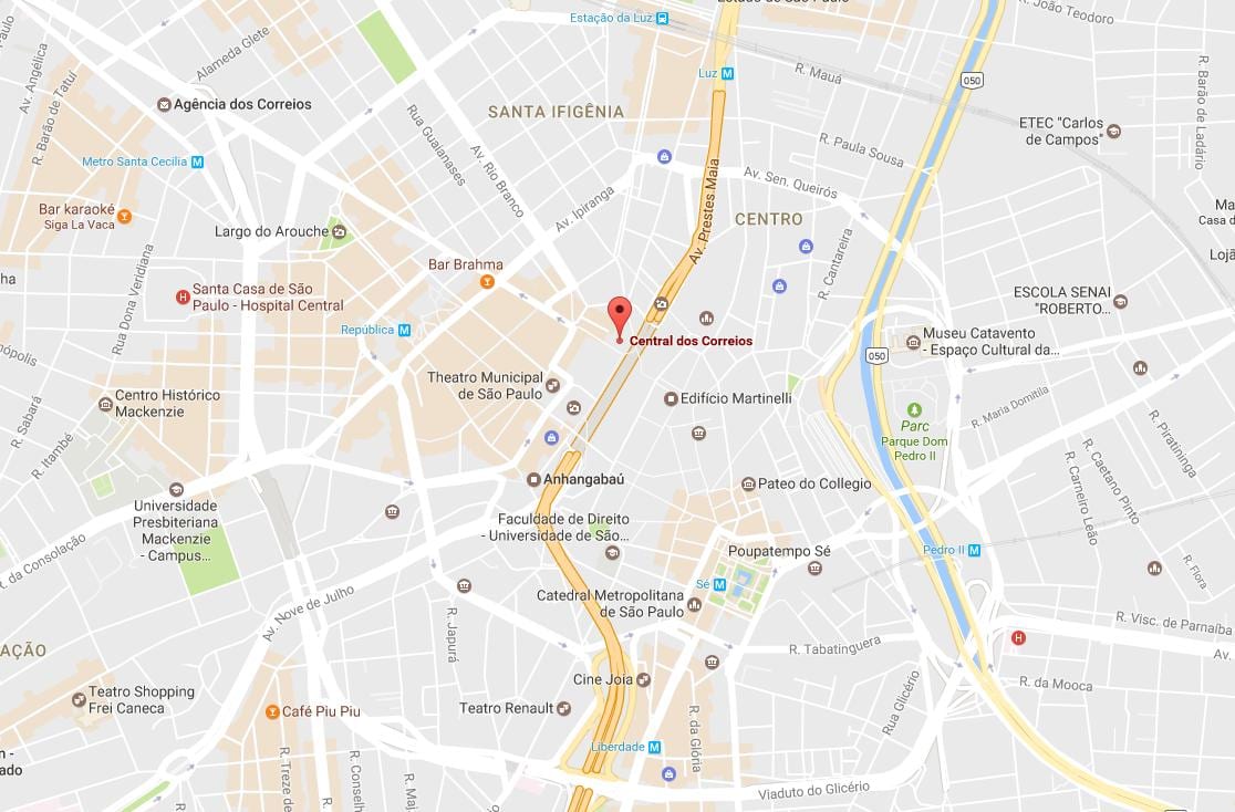 地図Palácio dos Correiosサンパウロ