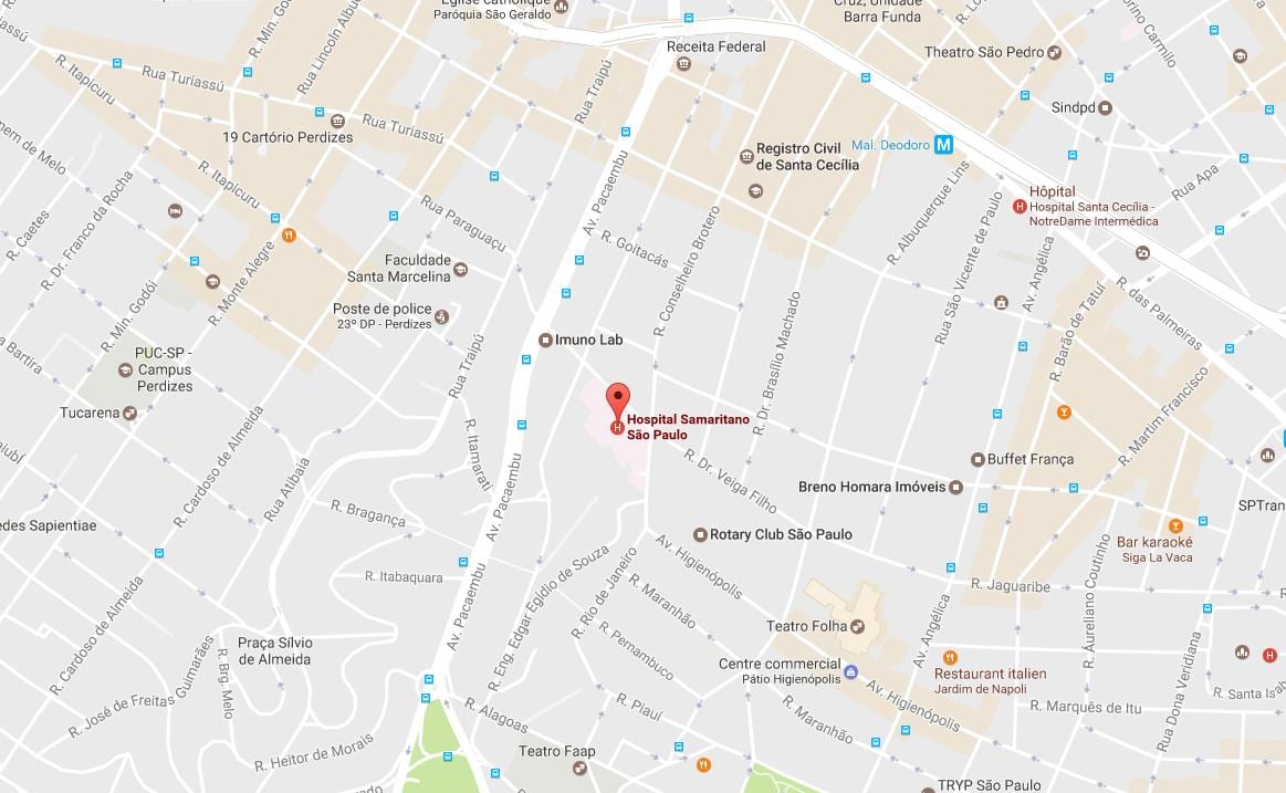 地図Samaritanoサンパウロ病院