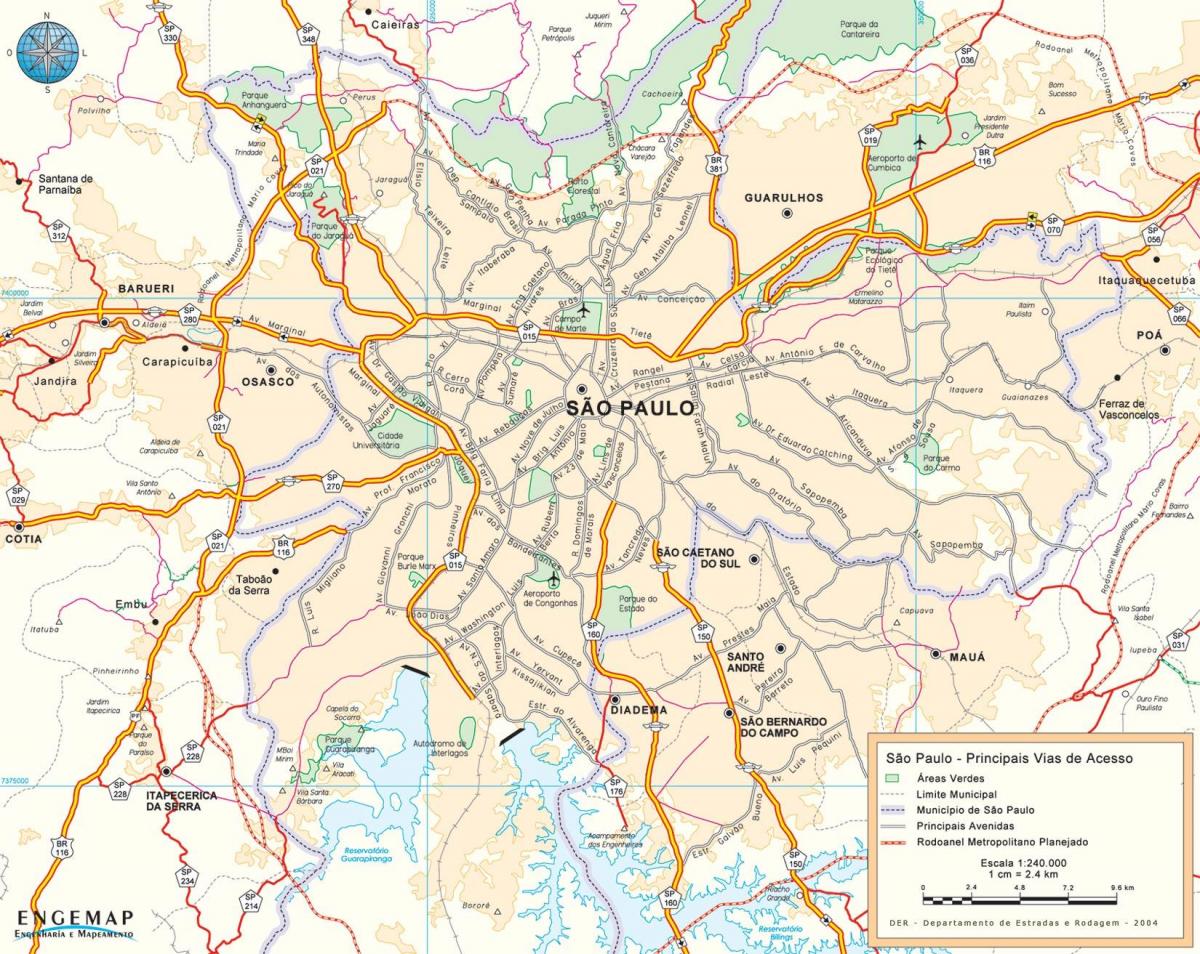 地図アクセス道路のサンパウロ