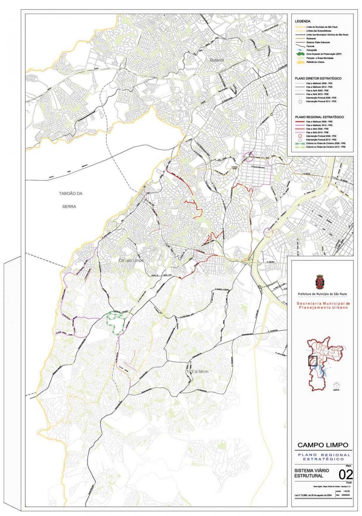 地図Campo Limpoサンパウロ-道路