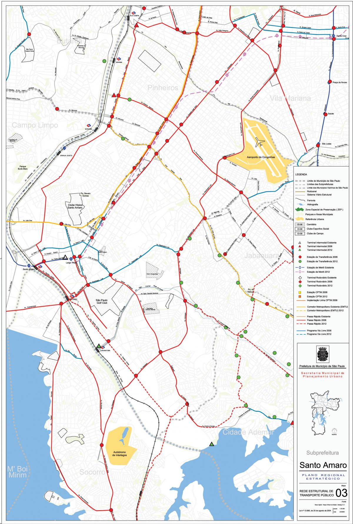 地図のサントアマロのサンパウロ市-公共輸送