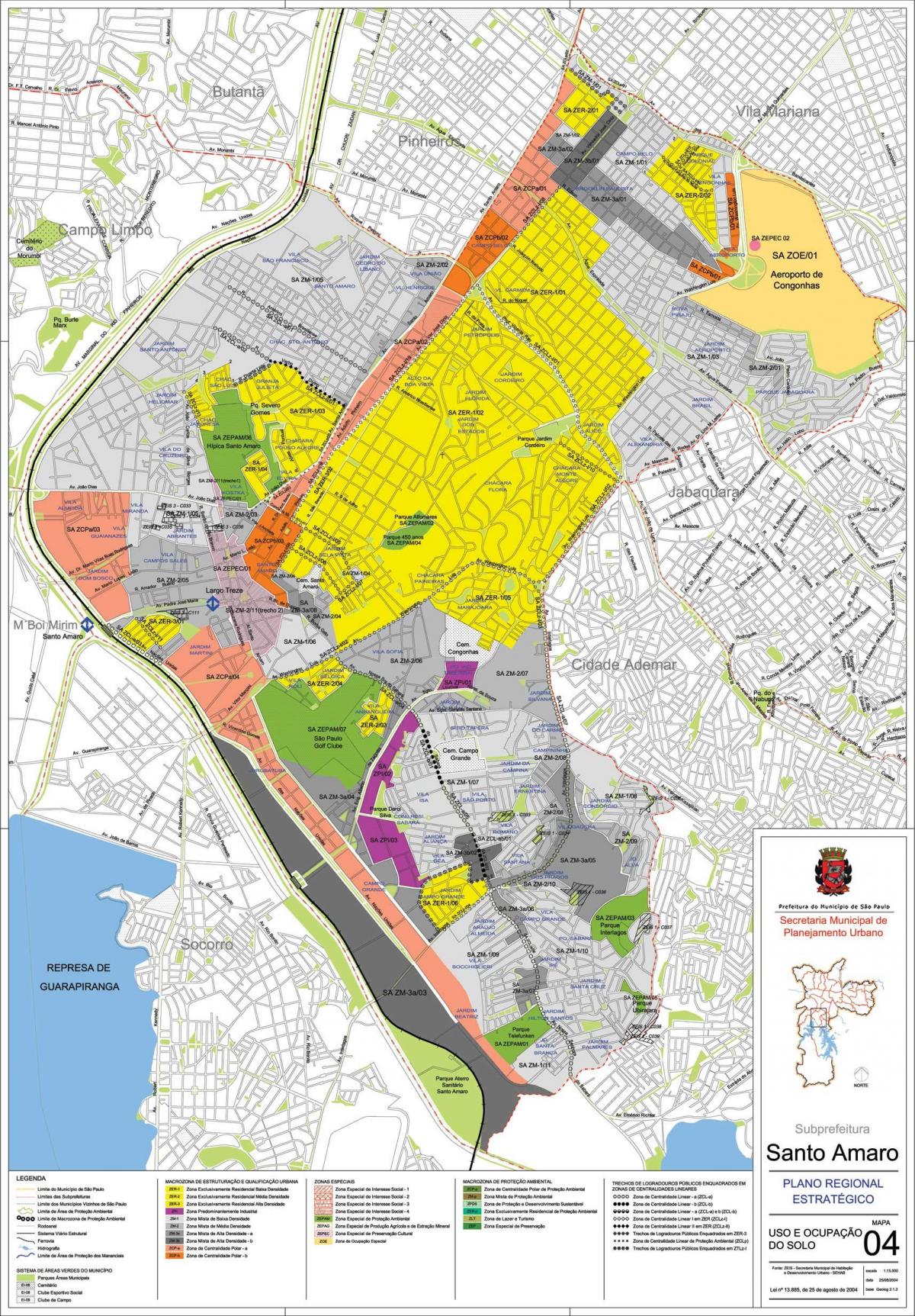 地図のサントアマロのサンパウロ市-職業の土壌