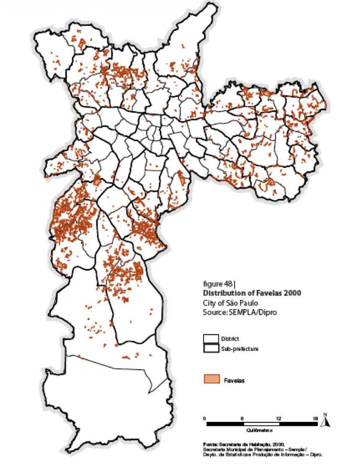 地図のサンパウロのファヴェーラ