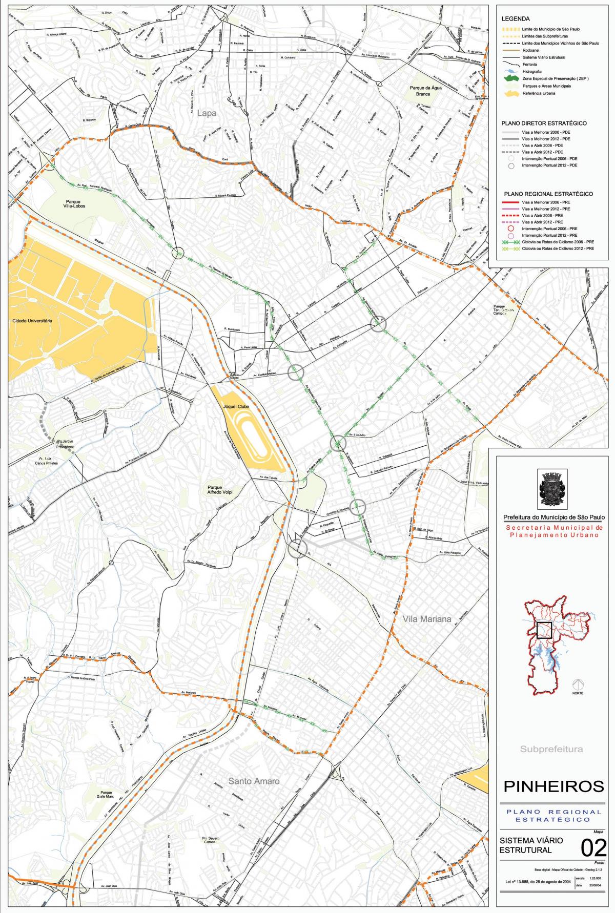 地図のピニェイロのサンパウロ市-道路