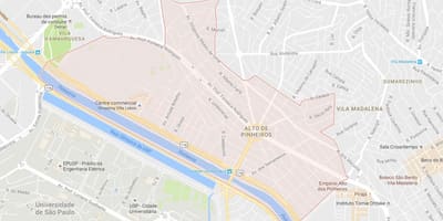 地図のアルデピニェイロのサンパウロ市