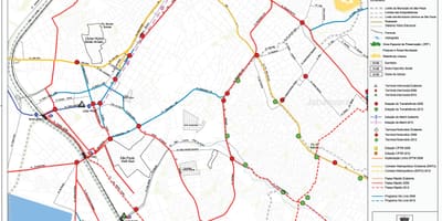 地図のサントアマロのサンパウロ市-公共輸送