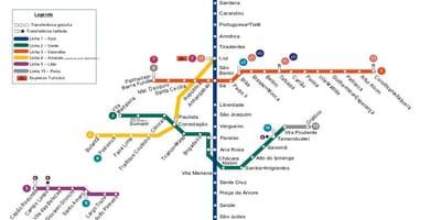 地図のサンパウロにメトロ