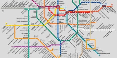 地図のサンパウロのネットワークのメトロ