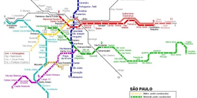 地図のサンパウロ市モノレール